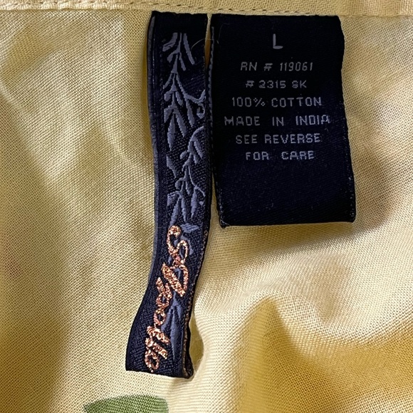 APOLLO Bright Yellow Floral Cotton Skirt Sz L - Picture 2 of 3